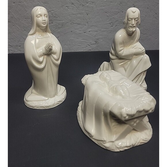 VTG 70s Holland Mold Ceramic Glazed Nativity Mary Joseph Baby Jesus Religious - Picture 2 of 16